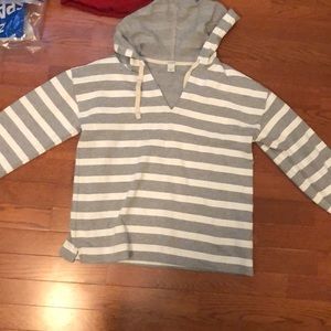 J Crew Gray and White Striped Pullover
